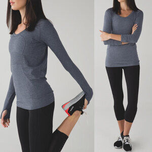 LULULEMON Run Swiftly Tech Long Sleeve Scoop Top in Gray Size 8